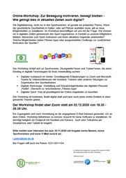 Online Workshop „Bewegt bleiben -auch digital“