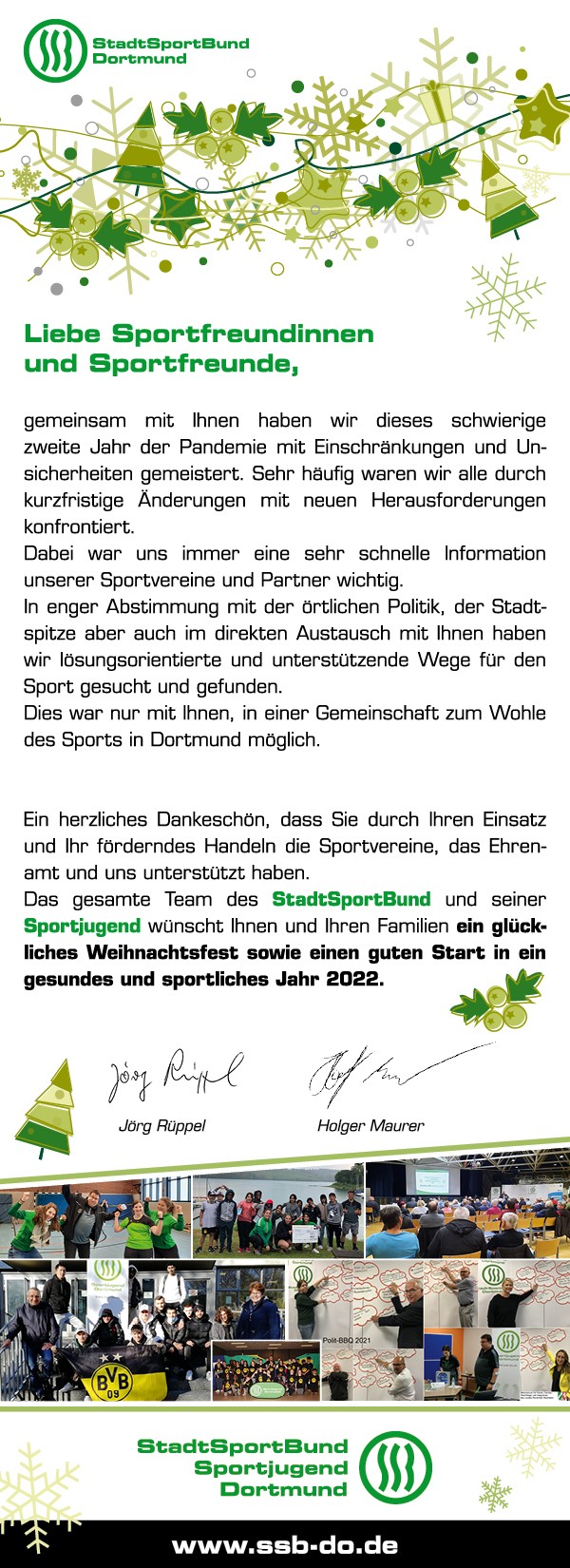 Weihnachtsbrief SSB und SJ 2021