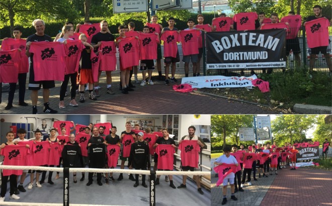 Boxteam pink gegen Rassismus Aktion